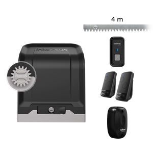 COMBO 4 - Motor Deslizante de Residencia DR FAST 600 KG con 2 controles EP 02 un boton inalambrico BT100 Sensor de barrera IVA 5015 y 4 metros cremallera acero