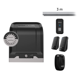 COMBO 3 - Motor Deslizante de Residencia DR FAST 600 KG con 2 controles EP 02, un boton inalambrico BT100 Sensor de barrera IVA 5015 y 3 metros cremallera